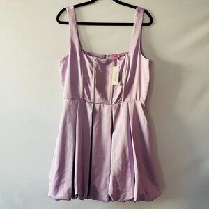 NWT Miami For Francesca's Lavender Emily Square Neck Bubble Hem Mini Dress Sz XL